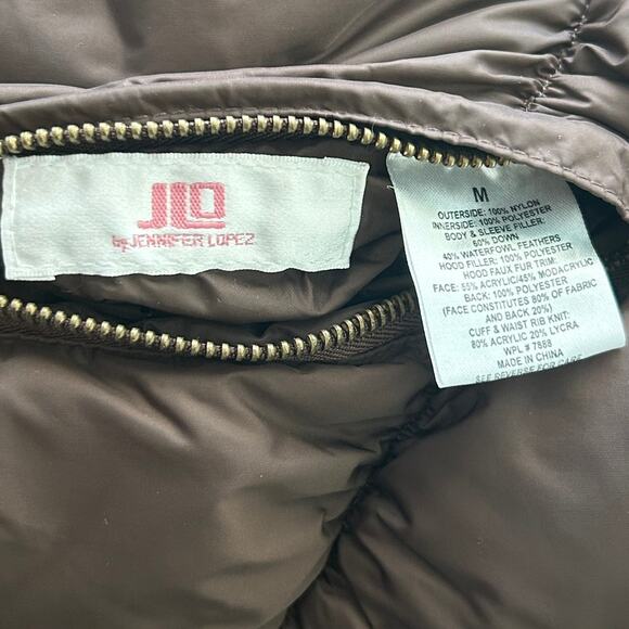 JLo Brown Reversable Gold Fur Hooded Super Thick Puffer Jacket - Picture 8 of 10